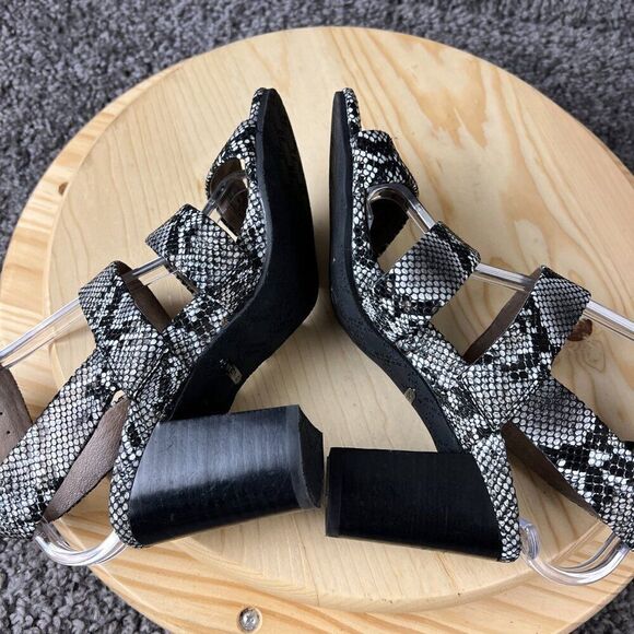 Vionic Blaire Snake Sandals Womens 6.5 Leather Block Heels Silver Black Shoes - Picture 7 of 10